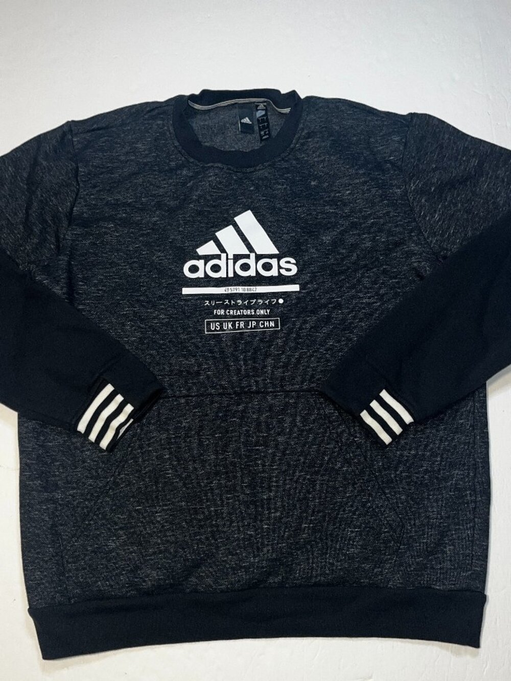 Adidas men's For Creators Only Japanese script logo crewneck sweatshirt large